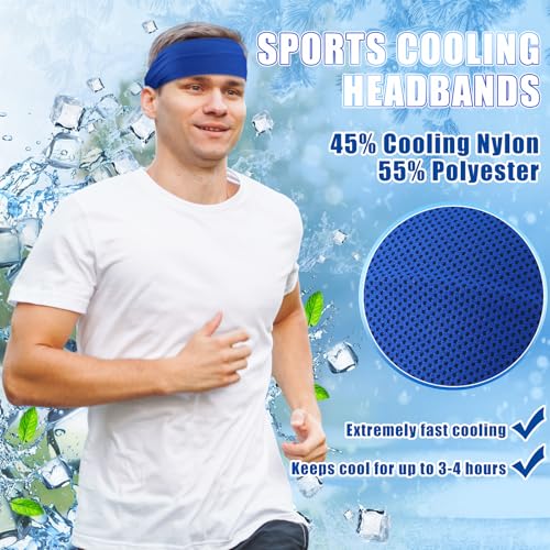 Image of 5pcs Summer Cooling Headbands for Men Stretchy Workout Sports Sweatbands Absorb Chill Cool Hairband for Hot Weather Running Golf Athletic