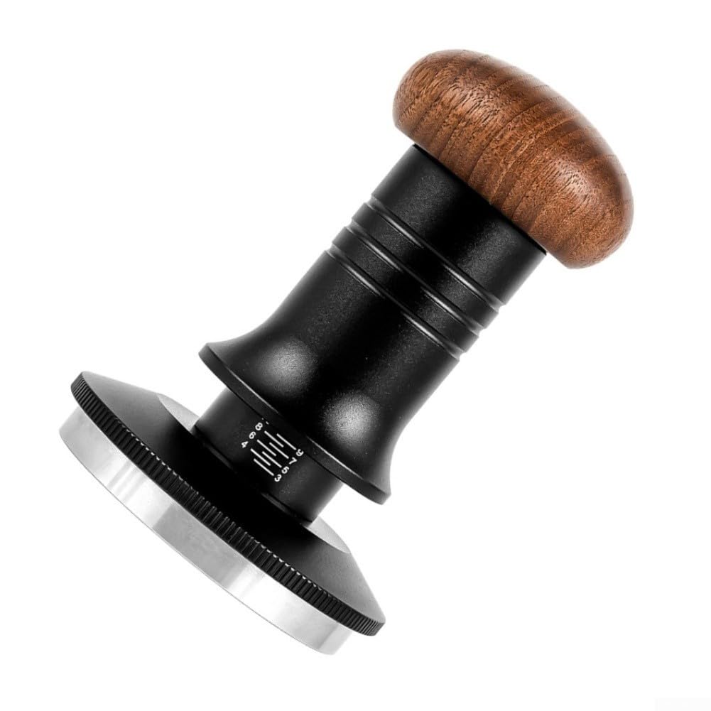 Tamper do kawy, 51 mm, stal nierdzewna, z drewnianym uchwytem, precyzyjne zagęszczenie narzędzi barista, czarny