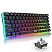 AJAZZ AK33 Clavier Gamer Mécanique Switch Blue Keyboard Gaming Mini Clavier Gamer Gaming RGB Rétroéclairé avec Bleu Switch, 100% Anti-ghosting de 82 Touches USB Ergonomique pour PC Portable Ordinateur