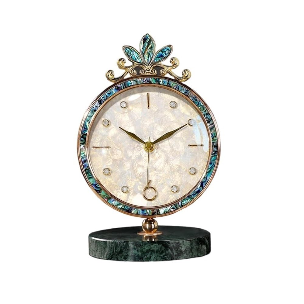 B3F7M4R9J2 Table clock Luxury Table Clocks Silent Living Room Metal Retro Desk Electronic Modern Home Decor Gift Clock(Small)