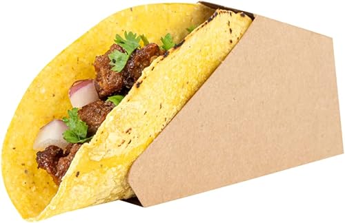 Restaurantware Bio Tek - Soporte para tacos individual de 4 x 1.25 x 2.25 pulgadas, 200 soportes para tacos a prueba de grasa, pequeño papel de