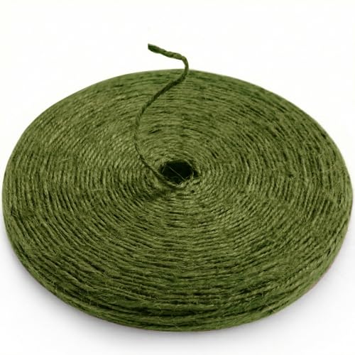 Image of SMART&CASUAL 2mm Natural Jute Twine String Thin for Craft Plant Garden Gift Wrapping Christmas Handmade Art Decoration Packing String Home Art Decoration (Olive) (328 Ft (100M))