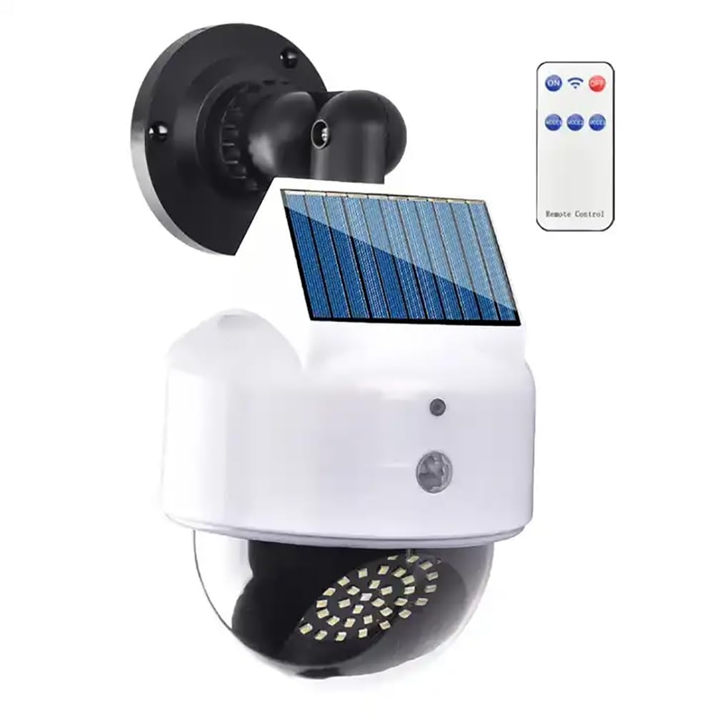 TsoLay Fausse caméra Solaire factice, Lampes solaires extérieures à capteur de Mouvement avec 3 Modes d'éclairage, Conception réaliste, télécommande à capteur de Mouvement, pour Jardin