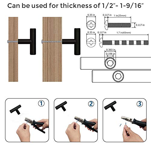 5 Pack Black Cabinet Knobs - DIYZON Stainless Steel Modern Style Cabinet Handles - 50mm Kitchen Cabinet Hardware Single Hole Drawer Knobs