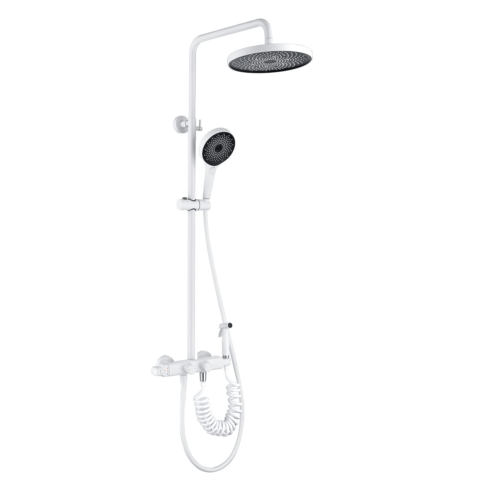 SBCGFY 10 Inch Rain Shower System With White Shower Head, Wall Mount Faucet Combo Set, 3 Mode Handheld Shower, Tub Spout & Bidet Sprayer For Ultimate Bathing Experience,