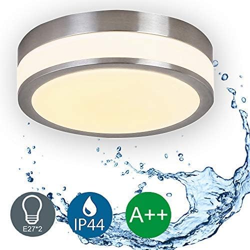 LED Bathroom Ceiling Light IP44 Waterproof Modern Flush Mount Ceiling Lighting for Kitchen Bedroom Living Room Hallway Gallery Balcony E27*2 Socket Maximum 60 Watt [Energy Class A+++]