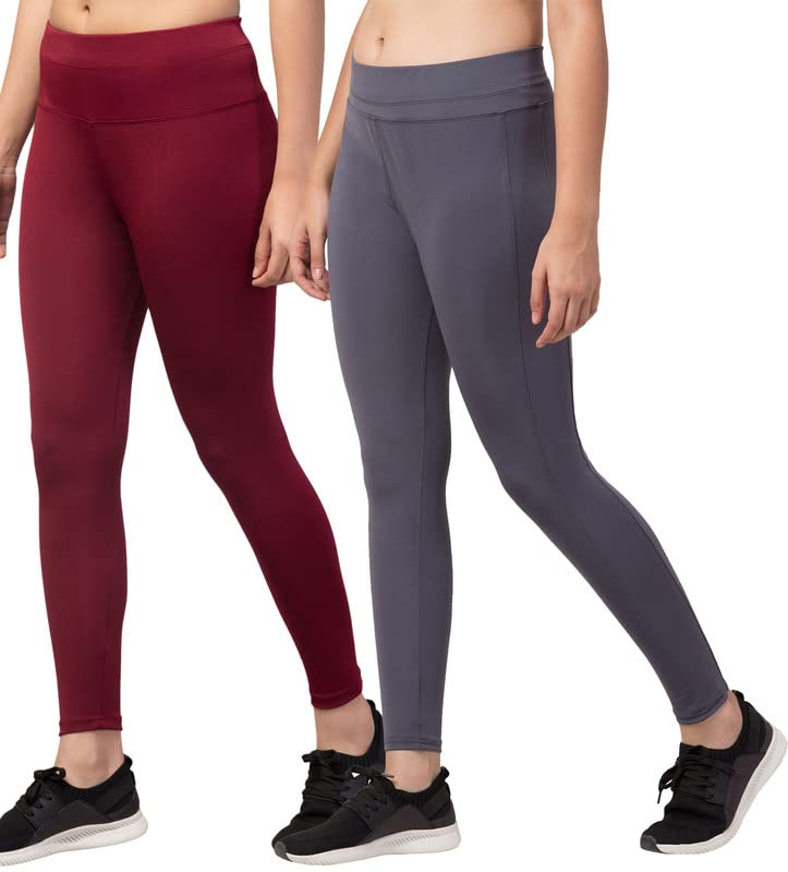 Image of BLUECON Gym wear Leggings Ankle Length Workout Pants | Stretchable Tights | Mid Waist Sports Fitness Yoga Track Pants for Girls & Women (Pack of 2)
