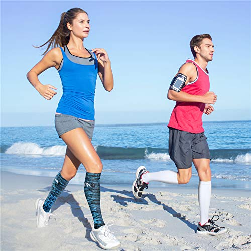 Image of QUXIANG Compression Socks for Women & Men 15-20 mmHg, Best for Nursing, Running, Athletic, Edema, Travel (Small /Medium, 14 Navy /Black /Black /Black /Gray /Gray /Blue)