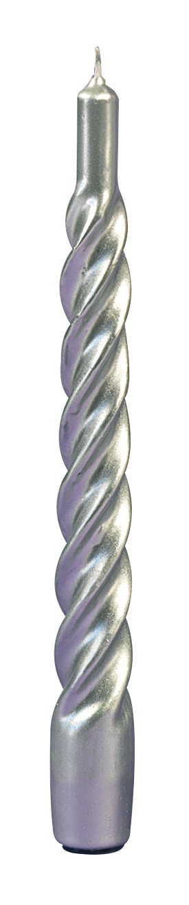 6 Bougies Coniques Laquées Argent Cereria Di Giorgio - 21cm, Cire, Sans Parfum