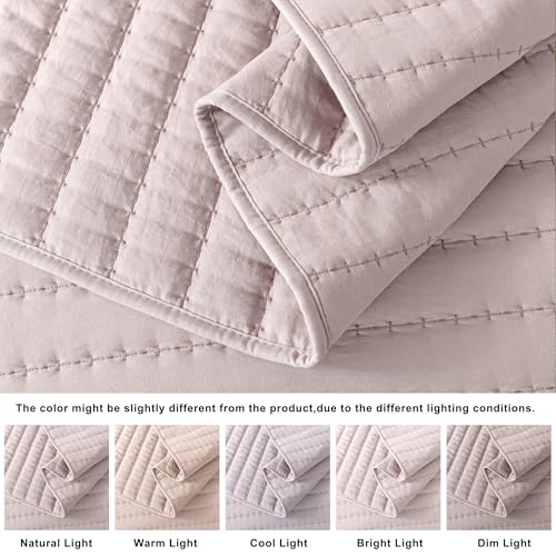 ROARINGWILD Pink Twin Size Quilt Bedding Sets with Pillow Sham, Lightweight Soft Bedspread Coverlet, Quilted Blanket Thin Comforter Bed Cover for All Season, 2 Pieces, 68x90 inches