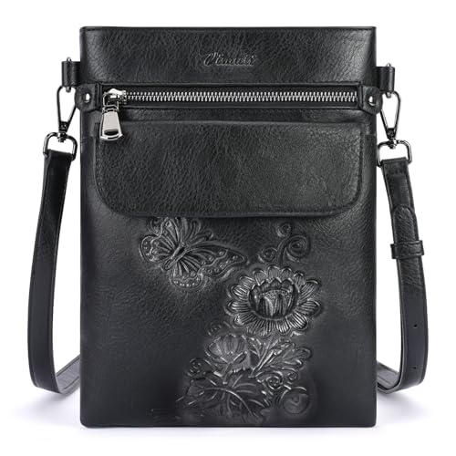 Image of Small Crossbody Purse for Women, Vegan Leather Multi Pocket Bag | Small Crossbody Bags for Women with Embossed Design, Adjustable Strap, Lightweight Travel Shoulder Bag for Daily Use and Gift