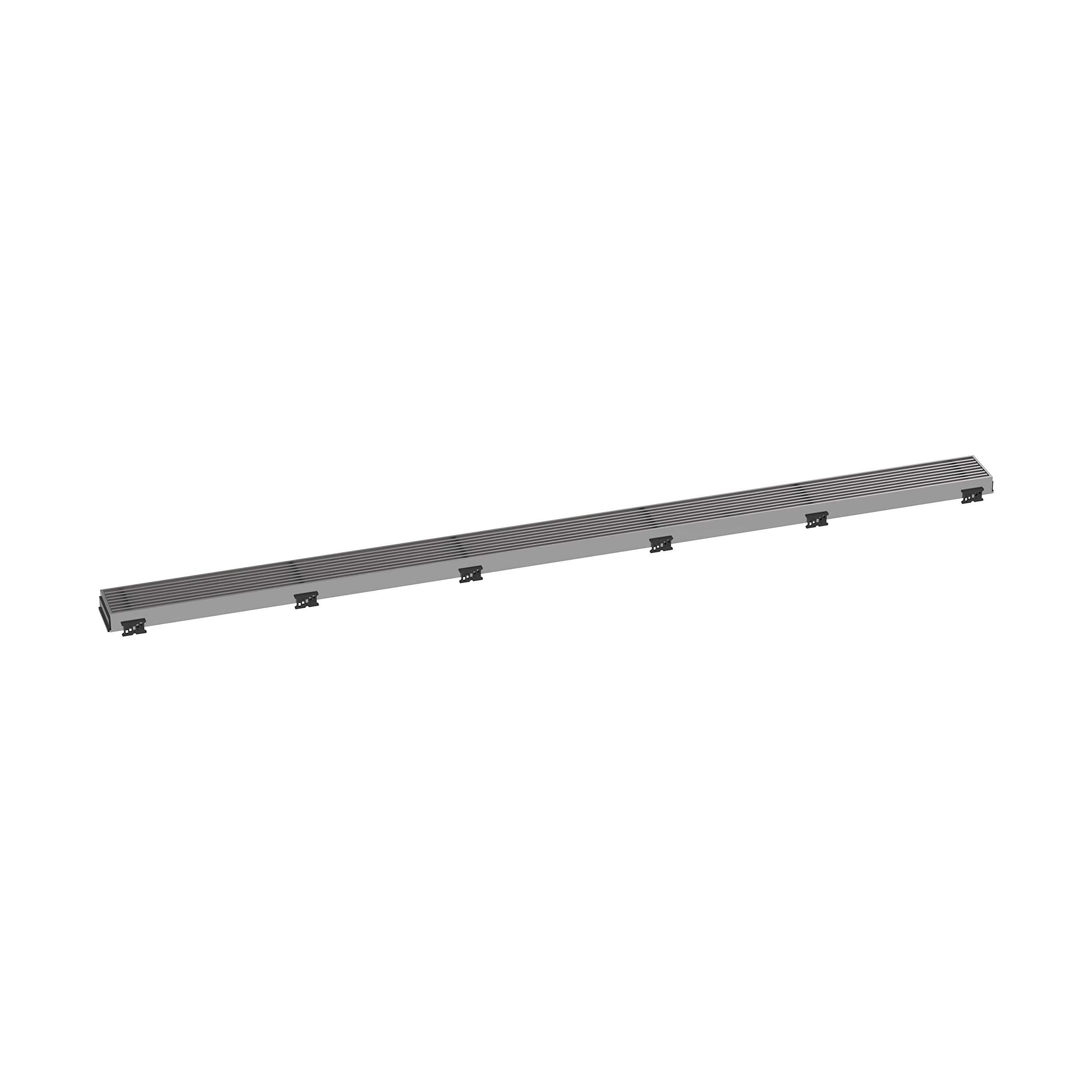 Photo 1 of hansgrohe RainDrain Match Boardwalk Linear Shower Drain for 47 1/4" Rough with Height Adjustable Frame in Brushed Stainless Steel, Stainless Steel Rectangle Shower Floor Drain