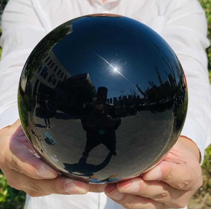 Magische Natürliche Obsidian-Kugel, Quarzkristallkugel, Mineral Reiqi, Heimbüro, Entmagnetisierung, Dekorative Energie, Meditation, Edelstein, Dekorative Geschenke,Obsidiankugel,1,5–1,8 Kg