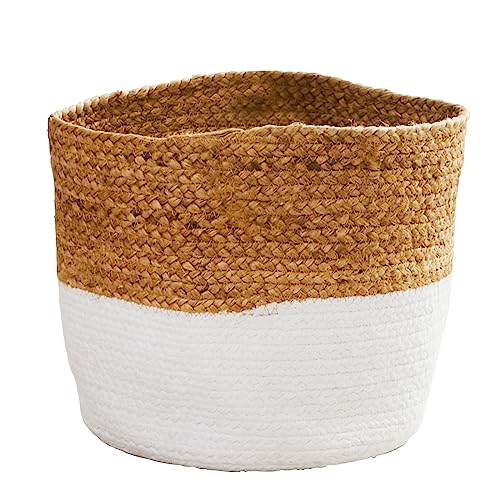 グラムスタイル 鉢カバー 観葉植物 おしゃれ バスケット 7号 直径26x高さ24cm ボーダー ホワイト
