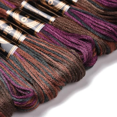 Image of FASHEWELRY 10 Skeins Embroidery Floss Thread 0.5mm Dyed Cross Stitch Floss 6-Ply Friendship Bracelet String for Jewelry Making Bracelets Sewing Knitting Stitching Craft DIY (Deep Magenta)