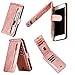 Miagon Reißverschluss Brieftasche Tasche Hülle für iPhone 8 Plus / 7 Plus,Magnet Stand-Funktion Leder Schutzhülle Flipcase mit 9 Kartenfach und Handschlaufe,Rose Gold