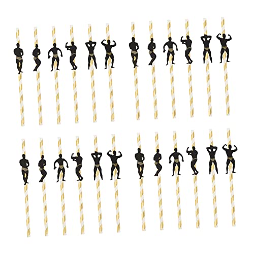 FRCOLOR 24 pitillos desechables para fiestas dorados miniatura 1