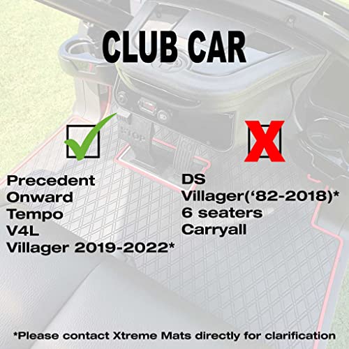Xtreme Mats Club Car Golf Cart Mat, Full Coverage Golf Cart Floor Liner Mats - Fits Club Car Models Precedent (2004-2023)/Onward & Tempo (2017-2023)/Villager & V4L (2019-2023) - All Black #TOP1