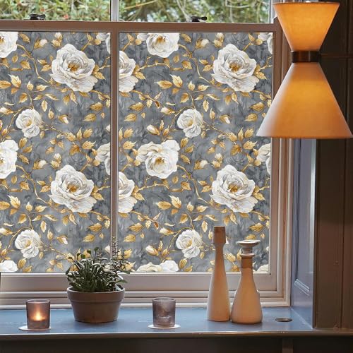 Vinilo decorativo para ventana 15.7x118 in gris y blanco miniatura 3