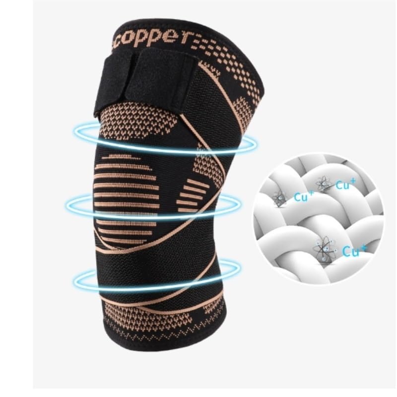 Copper Knee Pads Adjustable Non-slip Sports Pressurized Patella Protection