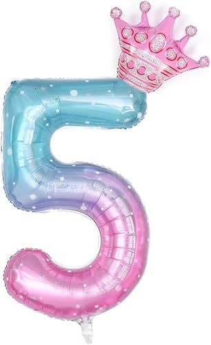 Globos grandes de 40 pulgadas con el número 5 de cielo estrellado, globos de helio de aluminio Mylar para fiesta de cumpleaños de niño o niña, globo