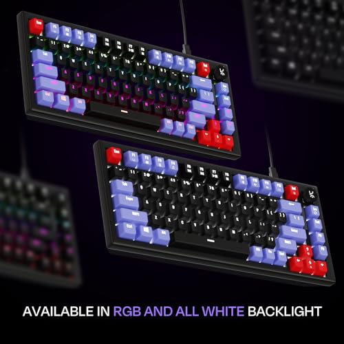 Image of Kreo Hive Anti-ghosting Gaming Keyboard | 75% Tenkeyless Wired Mechanical Keyboard with White LED Backlight Red Switches & 3 Colour Key Caps | Detachable USB C Cable BP (White Backlight, Red Switch)