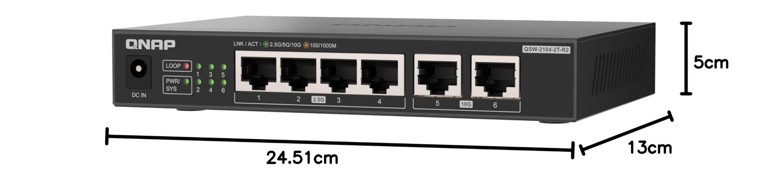 Qnap QsW-2104-2T-R2 Unmanaged Desktop Switch 4x 2.5gbe 2x 10gbe Rj45 (qsW-2104-2T-R2)