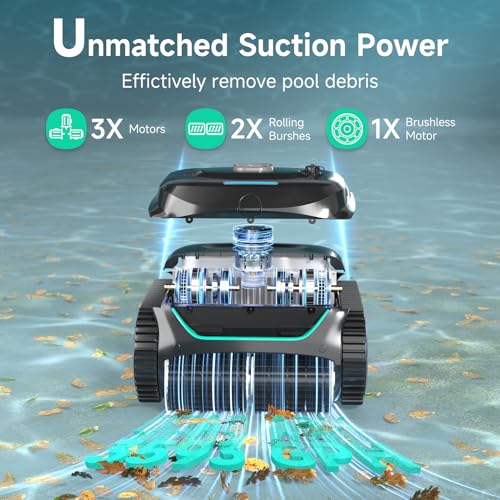 Image of WYBOT C2 Cordless Robotic Pool Cleaner, Pool Vacuum for Inground Pools | Dual Filter with Ultra-fine Filtration, Lasts 180 Mins, Floor, Wall & Waterline Cleaning, App Control, Glossy Black