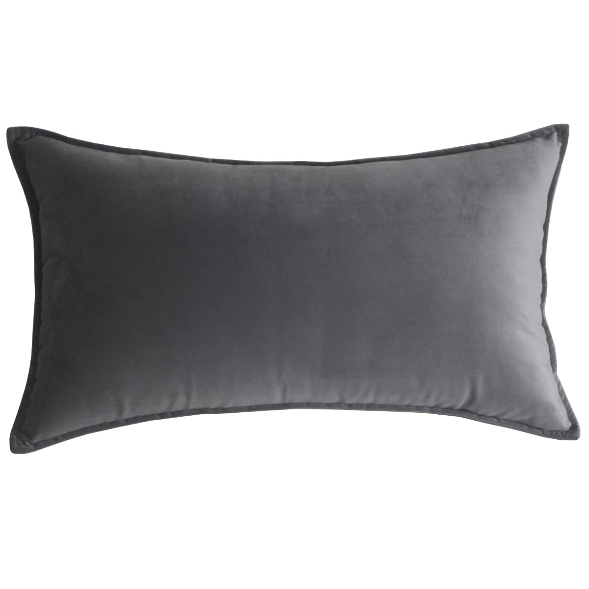 Lutanky Velvet Cushion Cover Decorative Rectangle Throw Pillow Case Soft Flanges Pillowcase for Sofa Bedroom with Invisible Zipper 12x20 Inch 30 x 50 cm (dimgray, 1 Piece) — image 1
