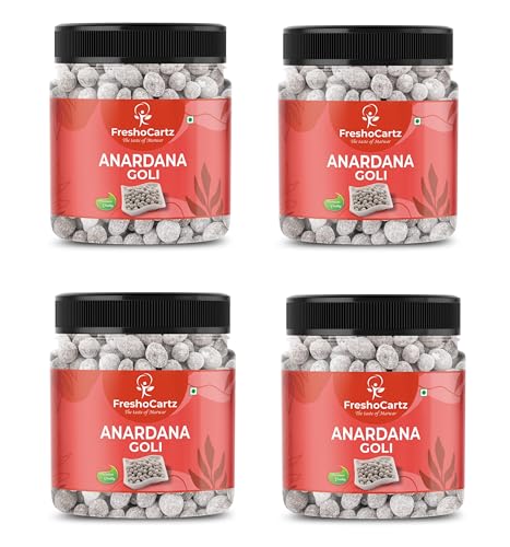 Image of FreshoCartz Delicious Anardana Churan /Goli | Pachak Digestive Mouthfreshner | Pomegranate Mukhwas - Jar Pack (400g (Pack of 4))