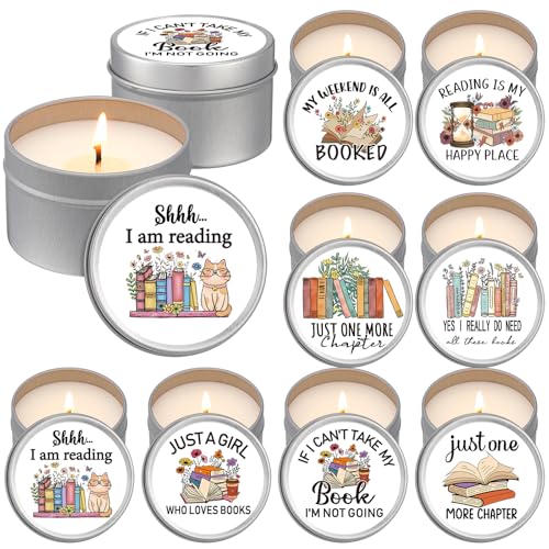 Nuanchu 8 Pcs Book Lover Candles Club Gifts 4 oz Scented Candle Reading Time Natural Soy Wax Candles...