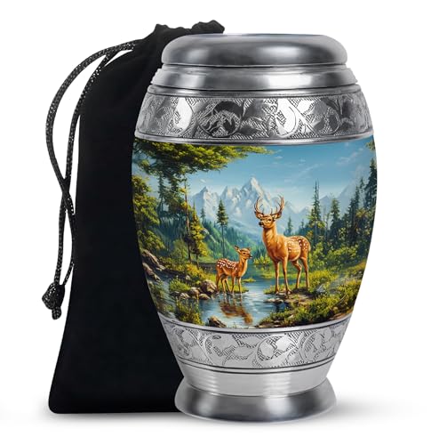 Image of Deer Urn for Ashes Burial Urns for Human Ashes Adult Male 10 Inch Large | Burial Urns for Human Ashes Adult Male, Decorative Funeral Urns for Human Ashes Adult Man, Cremation Urn