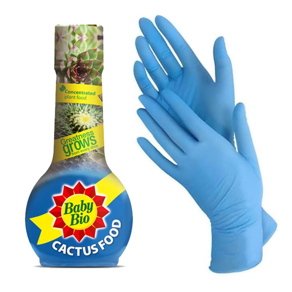 Baby Bio Cactus Concentrate Plant Food 175ml with Concept4u Latex Medium Gloves, Greatness Grows from Every Drop High Potassium for Better Plant Yield