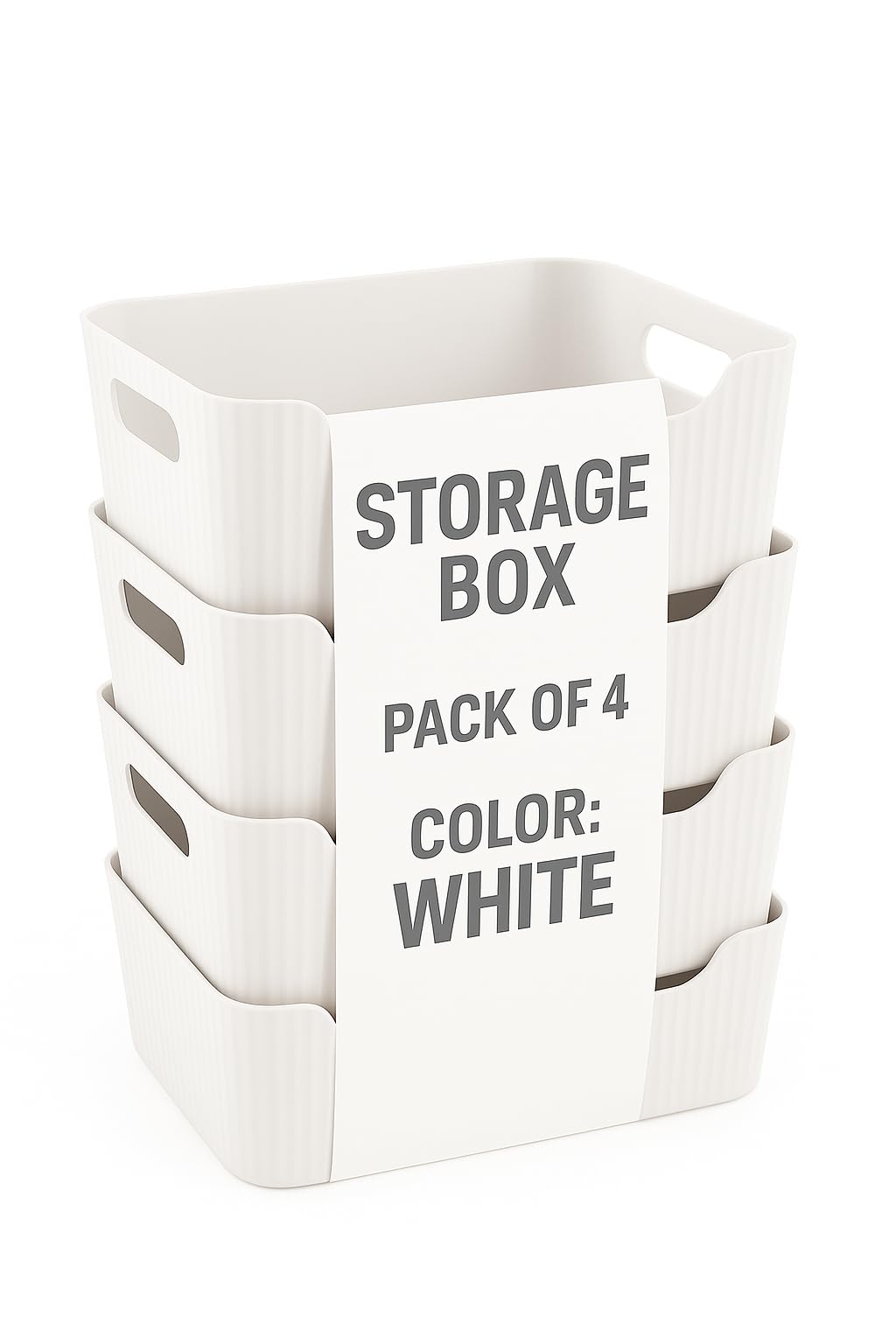 Zuku Storage Box Basket for Storage Plastic Organiser for Storage Bathroom Storage Box Small Plastic Organiser Bathroom Basket Boxes for Toys,Cosmetic,Accessory (White,4Pcs)-image-24
