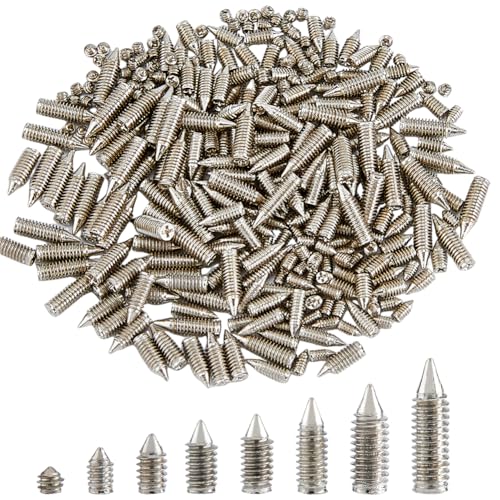 Hobbspring Juego de 240 tornillos de punta de cinturón de 8 tamaños, de acero al carbono, surtido de tornillos de punta de punta de cruz, accesorios de cuero para hebilla de cinturón, bolso de mano