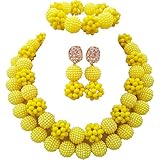 Nigerian Wedding African Beads Opaque Yellow Bridal Jewelry Sets