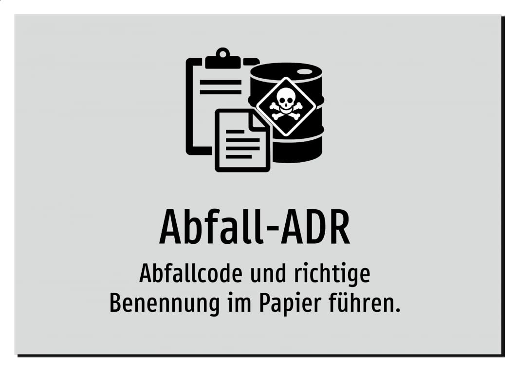 36144-DE-S-07 | Abfall-ADR - Abfallcode und richtige Benennung im | Aluminiumschild A4, 297 x 210mm | mit Symbolgrafik und Text