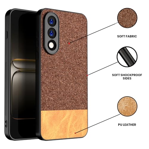 Image of Kapa Soft Fabric & Leather Hybrid Protective Back Cover for OnePlus Nord 5 | Shockproof Slim Hard Anti Slip Back Case (Brown)