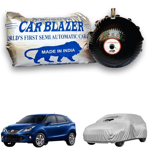 Image of CARBLAZER Portable & Semi-Automatic Full Body Car Covers: Heavy Duty Device| Anti-Theft| Dust & Scratch Proof | Water & Wind Resistant|Custom Fit| Dual-Side Cover, Compatible for Toyota Glanza
