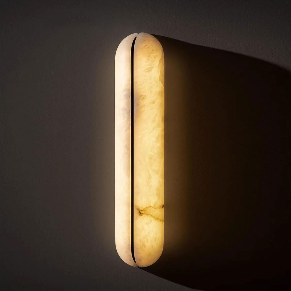JISHUBO LED Light Source Alabaster Wall Light, Modern Industrial Style Wall Lamp, Minimalist Marble Wall Sconce, Restaurant Living Room Corridor Wall Mounted Lighting Fixtures