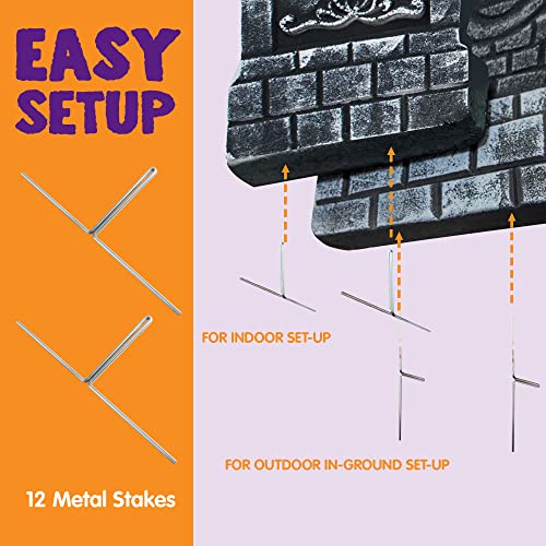 Image of JOYIN 17 inch Halloween Foam RIP Graveyard Tombstones (5 Pack), Halloween Tombstones Outdoor Decorations for Graves Decorations with 12 Metal Stakes for Cemetery Yard Lawn Party Decor
