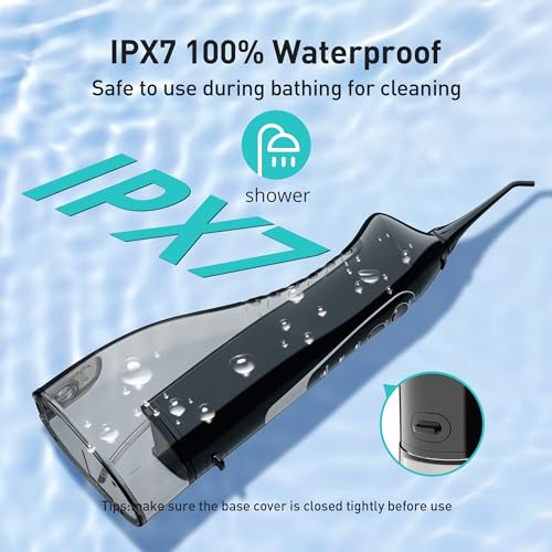 COSLUS-Water-Dental-Flosser-Teeth-Pick-Portable-Cordless-Oral-Irrigator-300ML-Rechargeable-Travel-Irrigation-Cleaner-IPX7-Waterproof-Electric-Waterflosser-Flossing-Machine-for-Teeth-Cleaning-F5020E