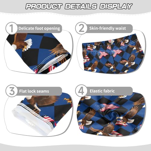 Girls' Athletic Leggings Ankle Length Yoga Dance Pants Kids Teen 4T Eagle Flag3