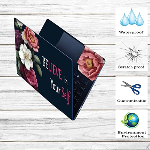 Image of Floral-D11 Top+Wrist Pad Vinyl Laptop Skin /Sticker /Cover for 17 to 17.3 Inches Laptops Laminated-Removable-HD Quality Compatible for Hp-Dell-Sony-Lenovo-Asus etc.(16.5x11 Inches)
