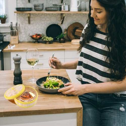ROMISBABA 竹素材とプラスチックバンドで耐久性を高めたシングル段蒸籠 蓋付き 蒸し器 家用点心蒸籠 中華料理用 包子 餃子 野菜 ご飯調理適合