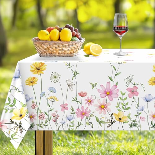 Nappe de table rectangulaire fleurs 152x264cm rose sauvage imperméable - 8