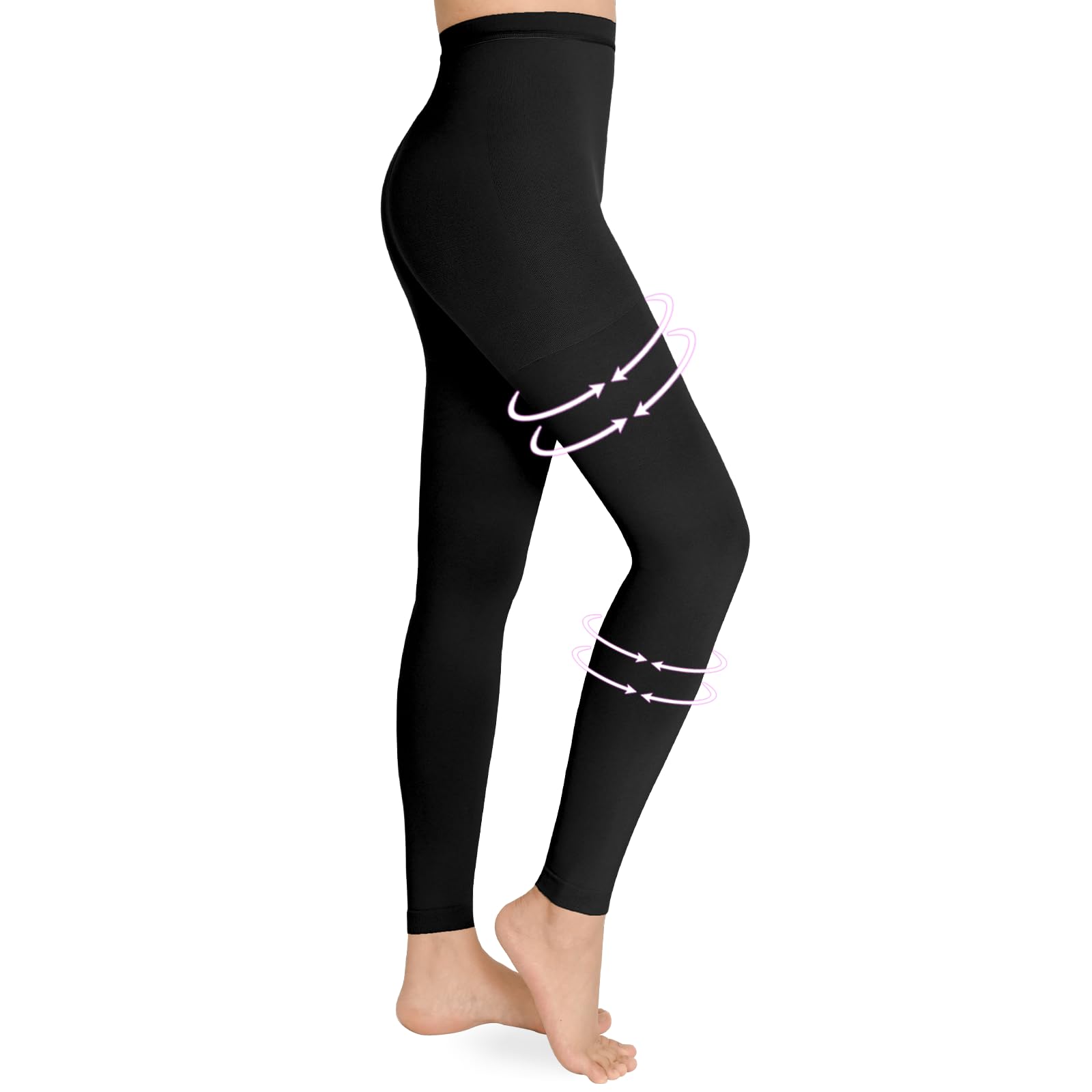 Wegitcs Compression Pantyhose for Women & Men, Footless 20-30mmHg Medical Graduated Compression Leggings, Waist High Support Tights, Opaque Stockings