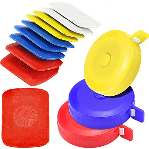 Newbested 30 pcs Professional Fabric Marker Tailor's Chalk Rectangle Tailor's Sewing Chalk (4 Color) and 3 Roll 60 Inch Soft Retractable Measuring Tape, Pocket Tailor Sewing Craft Cloth