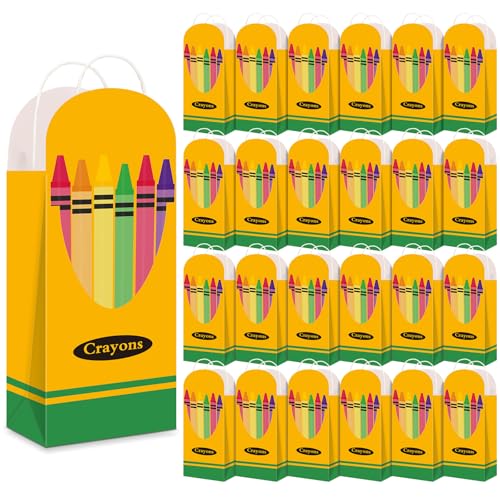 Yeyeplum 24 Pcs Back to School Crayon Box Gift Bag Bulk with Handle