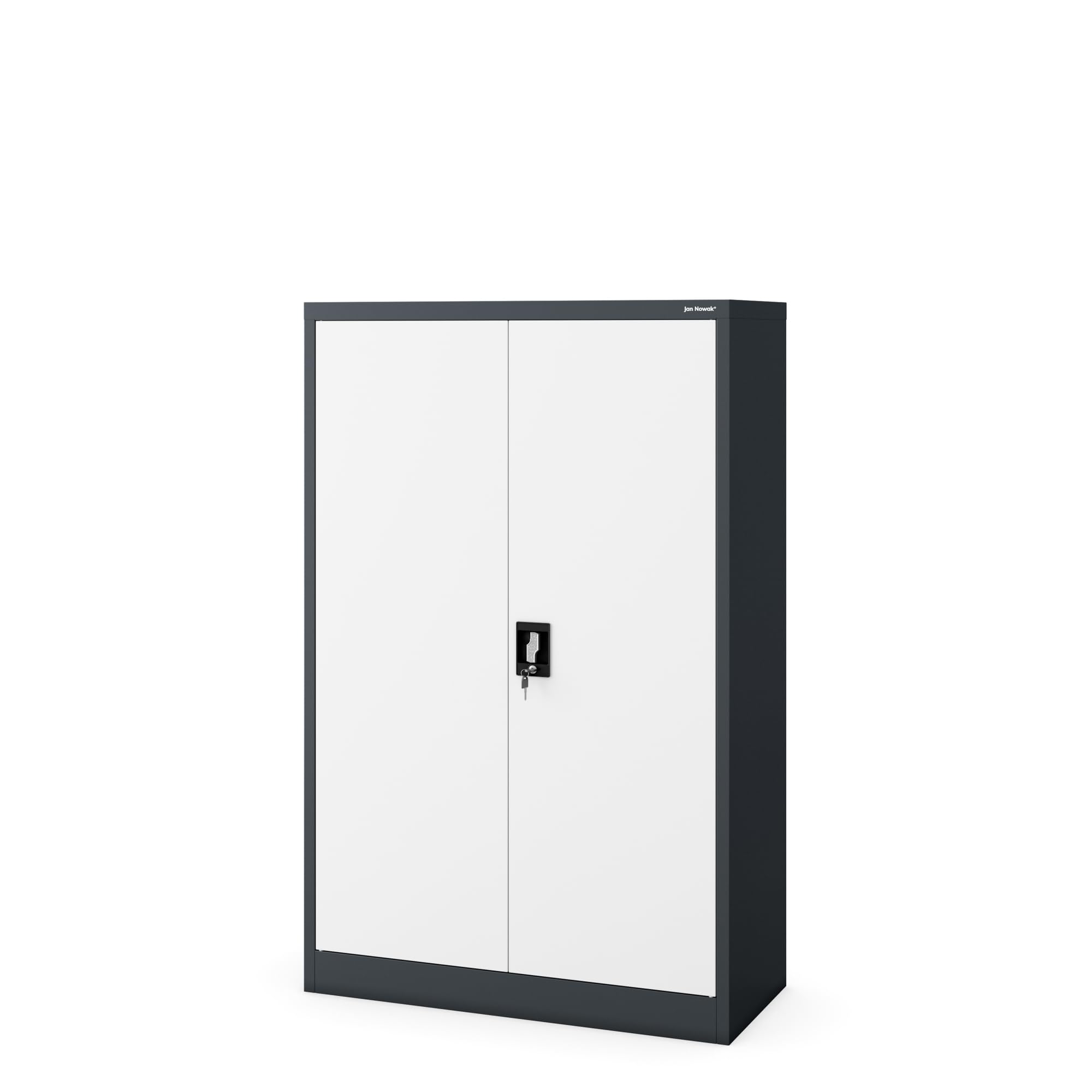 Jan Nowak Aktenschrank Metall abschließbar Metallschrank Büroschrank Werkzeugschrank 3 Fachböden Stahlblech Flügeltüren Pulverbeschichtung 140 cm x 90 cm x 40 cm (Anthrazit/Weiß)